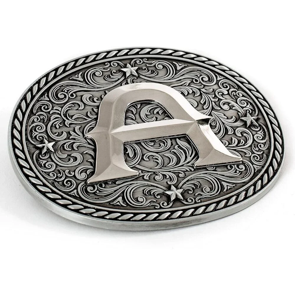 Women's Silver M Cowgirl Initial Large Letter Zinc Alloy Imported Belt Buckles